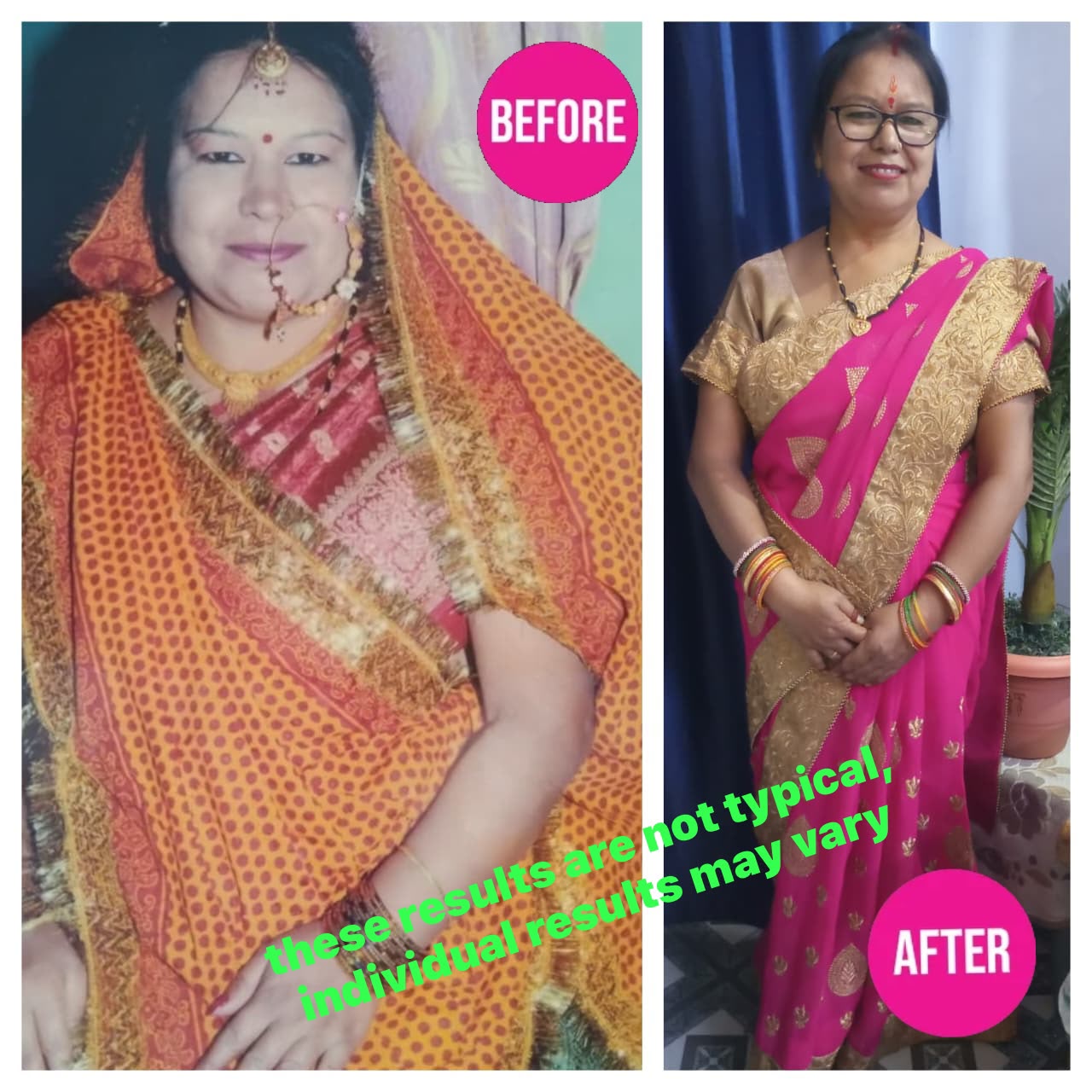 Orange to Pink Saree Transformation
